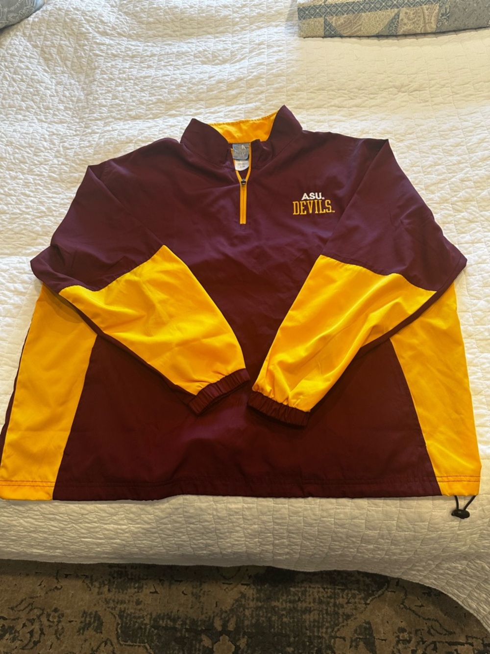 ASU Devils Maroon and Gold Pullover quarter zip Jacket